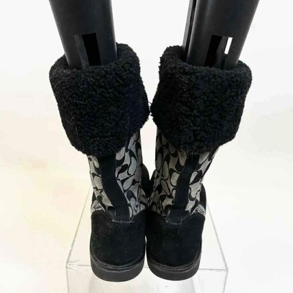 Coach Designer Women's Monogram Black Gray Boots - Size 10B - Picture 4 of 7